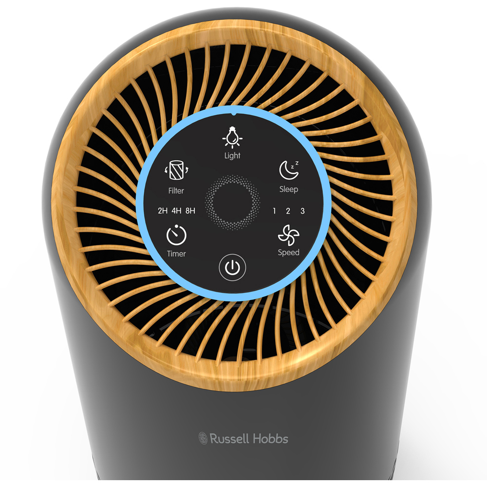 Russell Hobbs Wood and Black Clean Air Compact 2 Air Purifier Image 3
