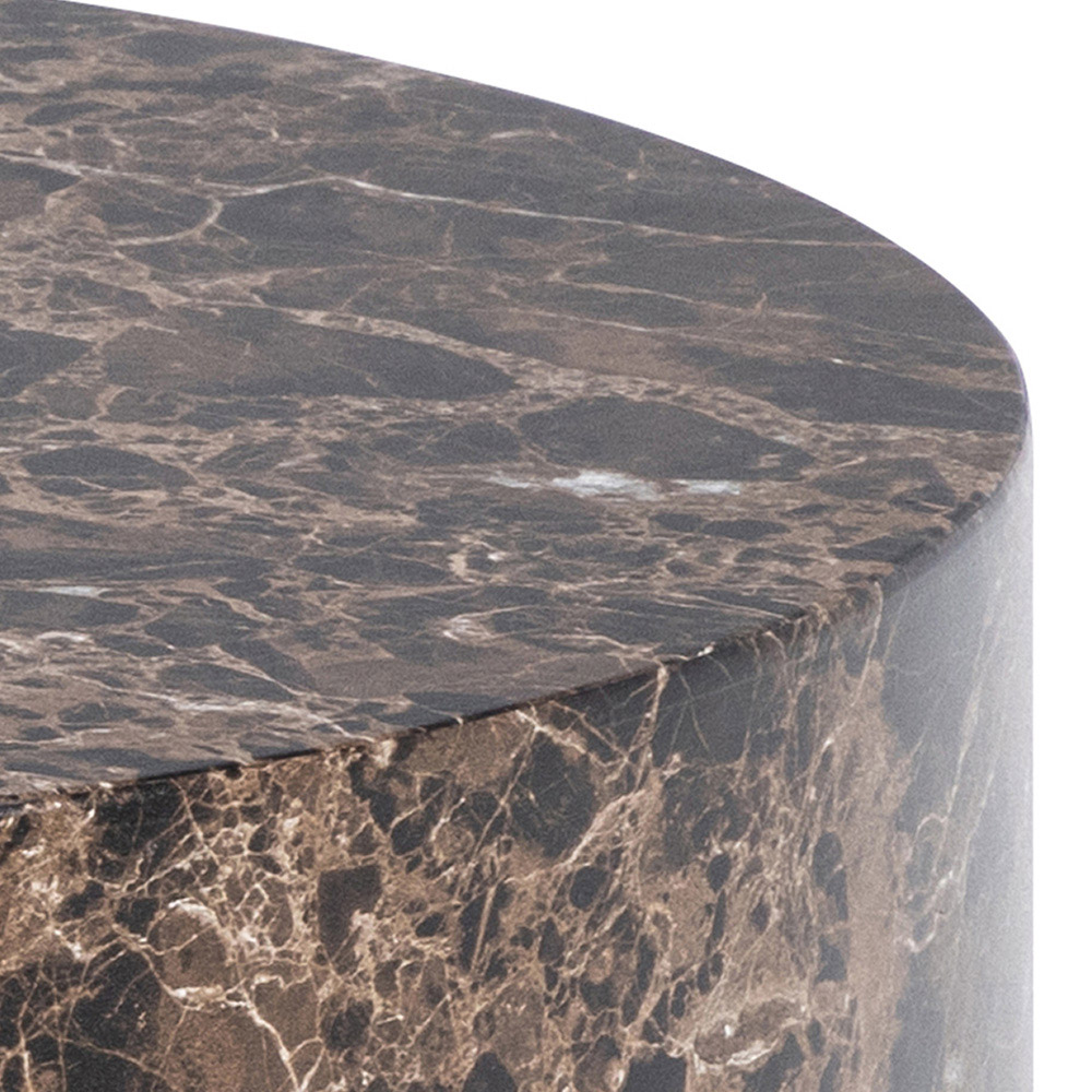Florence Dice Brown Marble and Delhi Rough Paper Effect Round Coffee Table Set of 2 Image 4