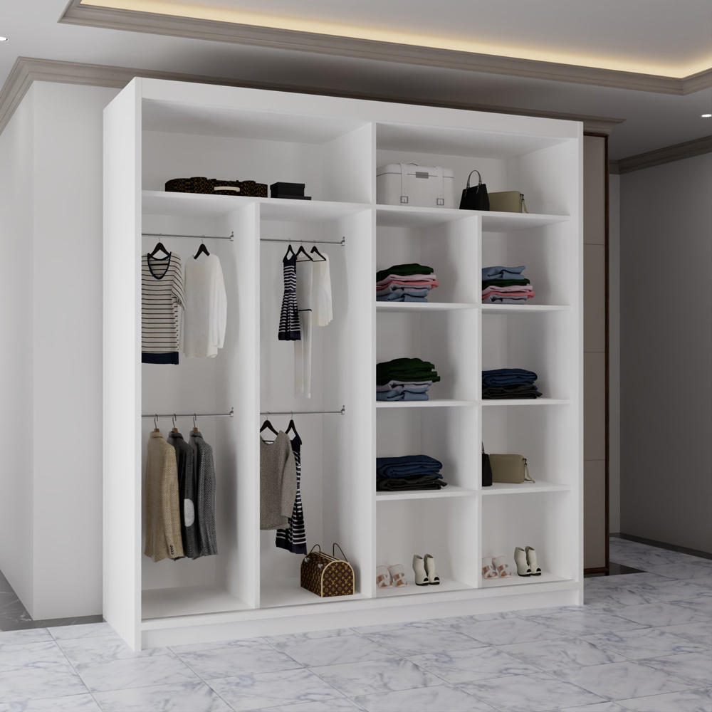 Sliding Wardrobes 4U California 2 Door White Wide Curved Mirrored Wardrobe Image 4