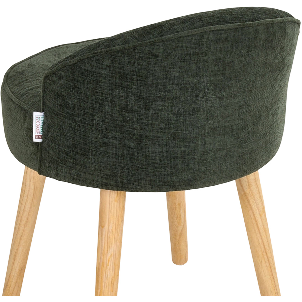 Living and Home Green Chenille Low Backrest Vanity Stool Image 6