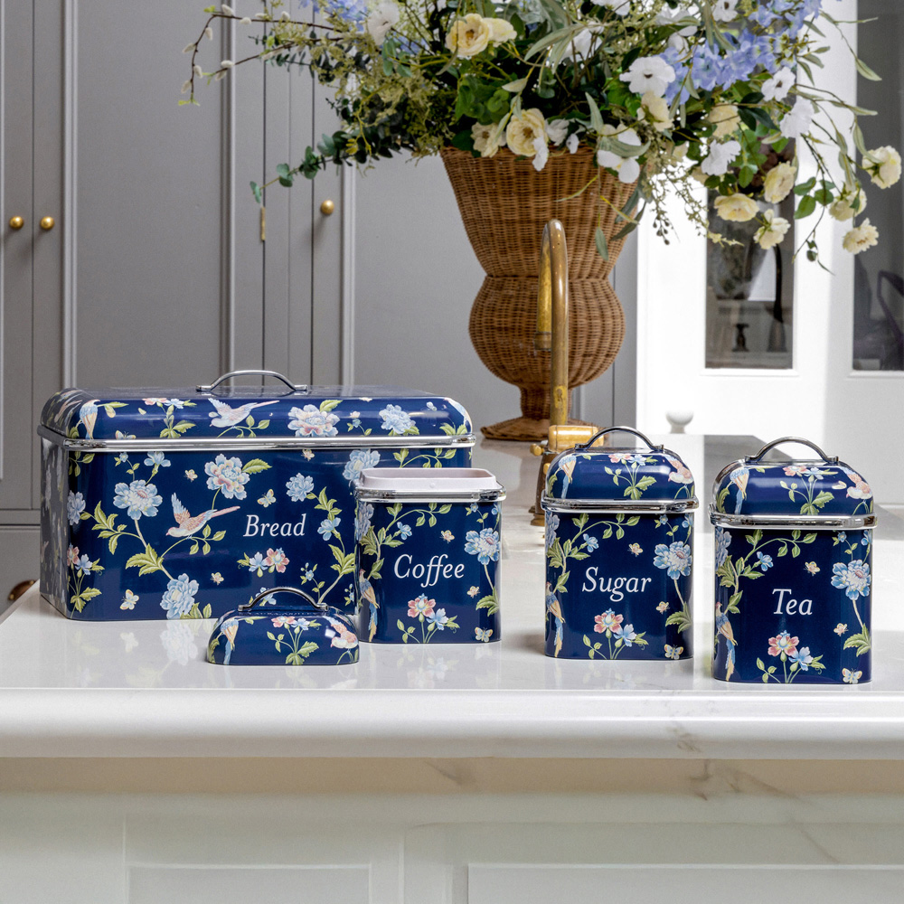 Laura Ashley Navy Floral 3 Piece Kitchen Canister Set Image 5
