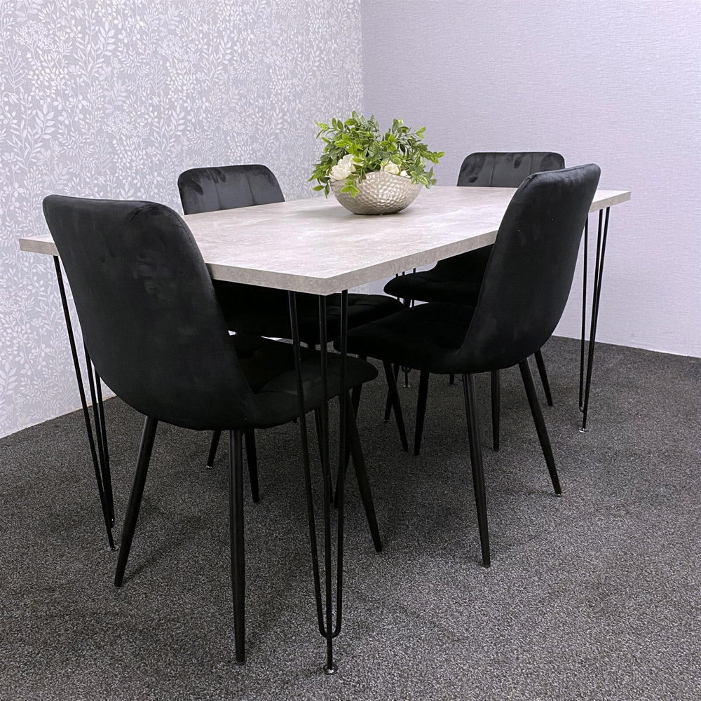 Kosy Koala 4 Seater Grey and Black Dining Table Set Image 9