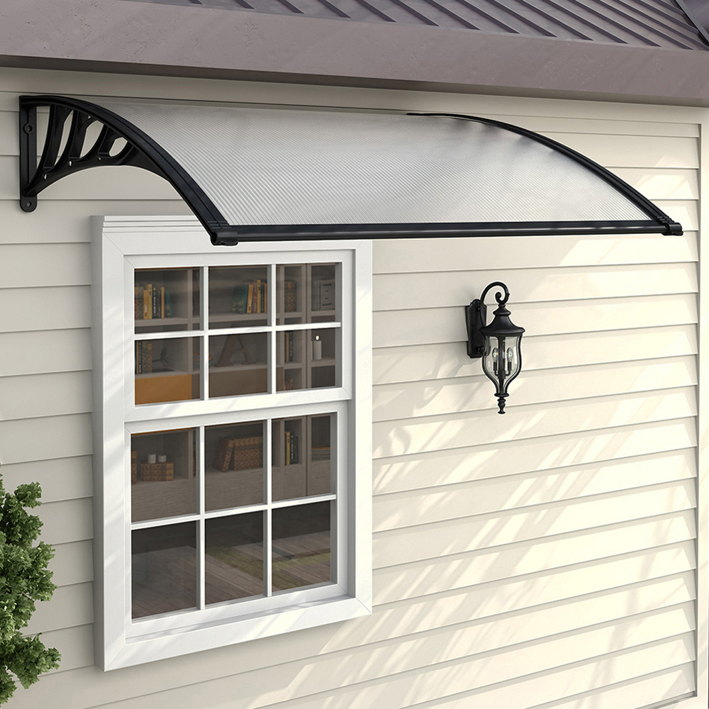 Living and Home Black Window and Door Awning Canopy with Brackets 1.5m Image 5