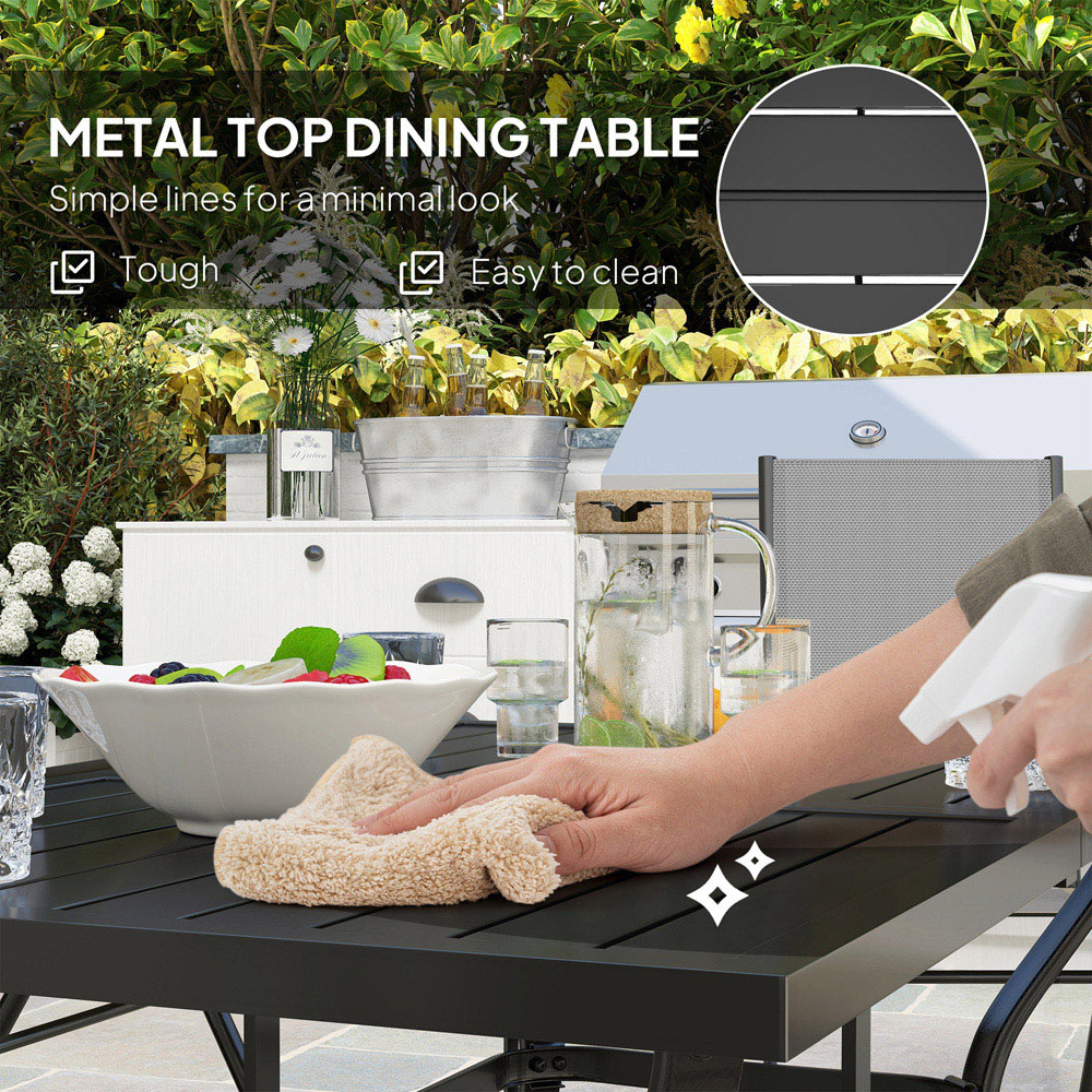 Outsunny 6 Seater Garden Dining Set Grey Image 5