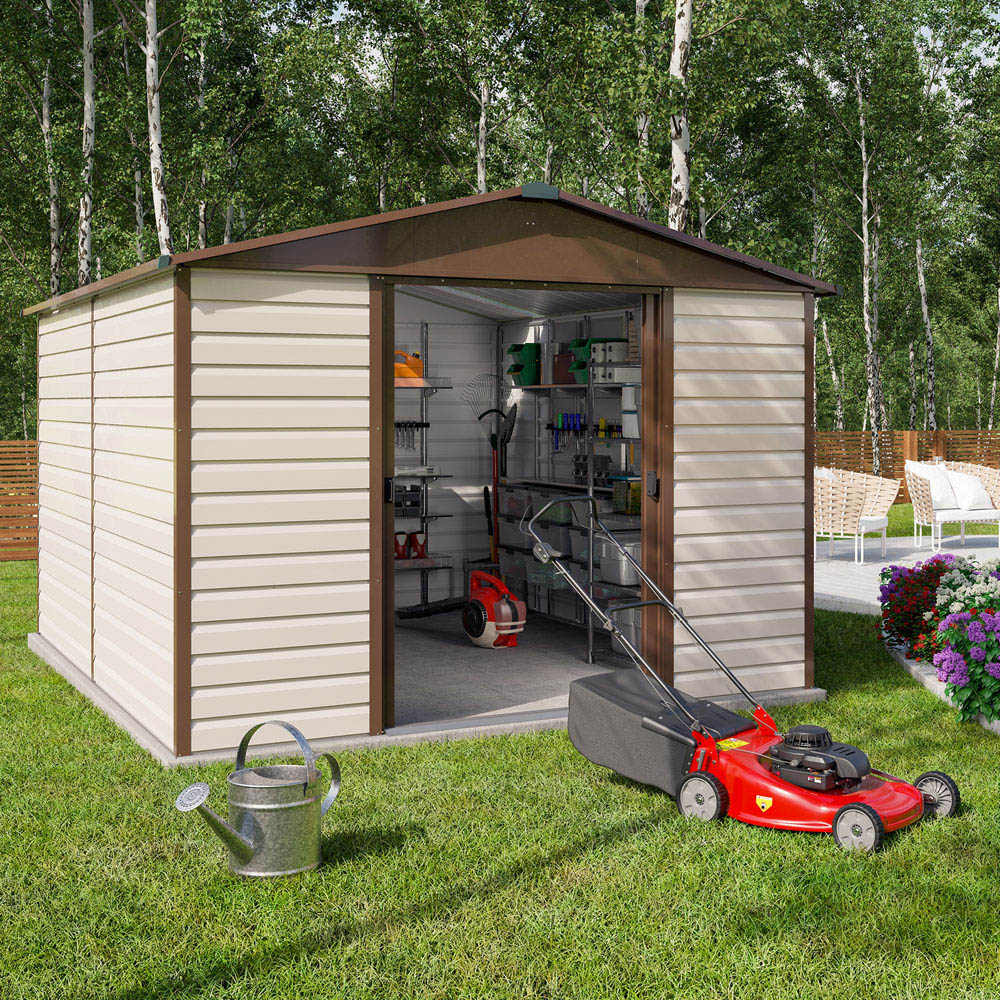 Yardmaster 10 x 12ft Deluxe Metal Shiplap Apex Storage Shed with Floor Support Kit Image 3