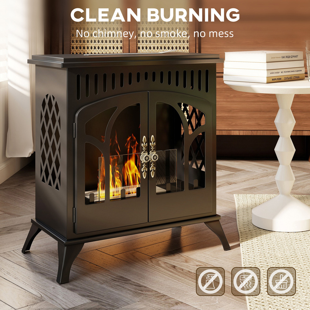 HOMCOM Bio Ethanol Fireplace Stove with Door Image 8