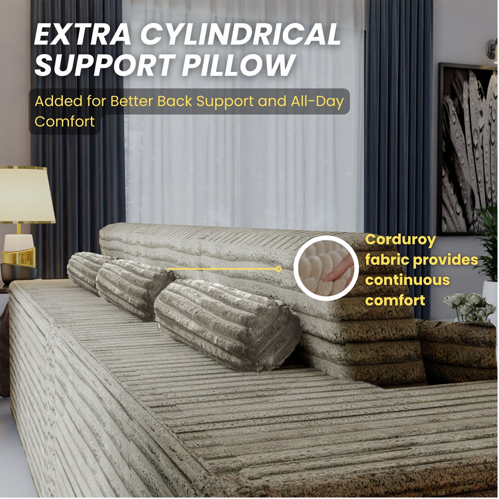 Sliding Wardrobes 4U 3 Seater L Shaped Camel Corner Sofa with Reversible Chaise Image 7