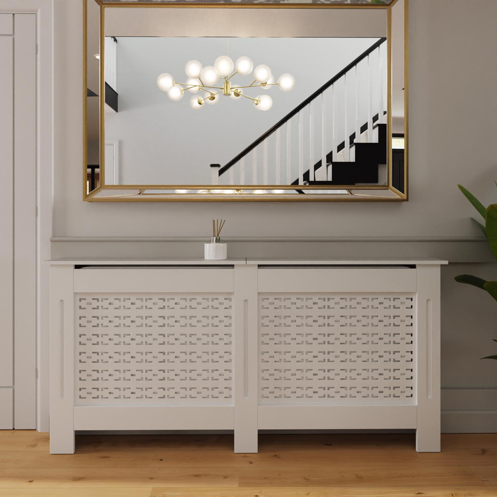 FWStyle White Geometric Pattern MDF Radiator Cover XL Image 5