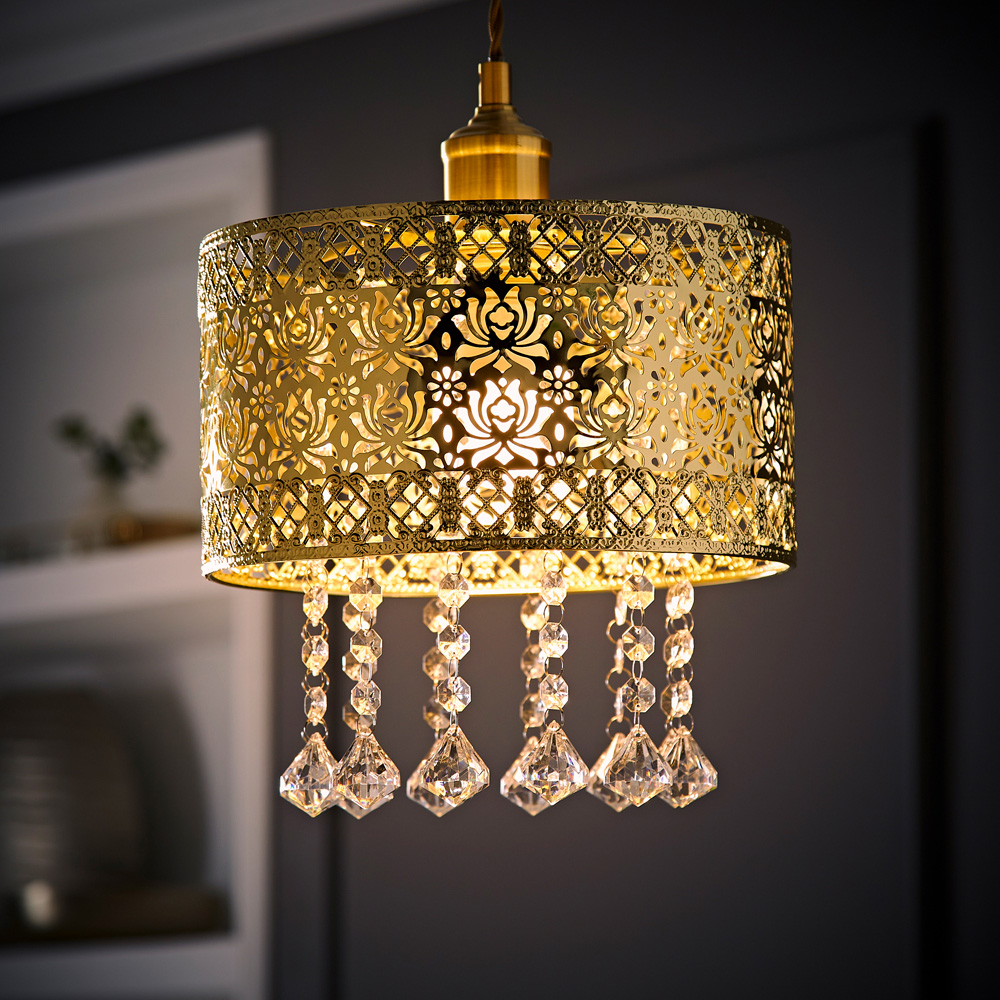 ValueLights Enna Modern Gold Jewel Droplet Ceiling Pendant Light Shade Image 2