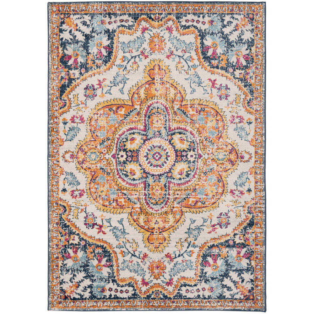 Kukoon Bold Multicolour Distressed Traditional Medallion Rug 290 x 200cm Image 1