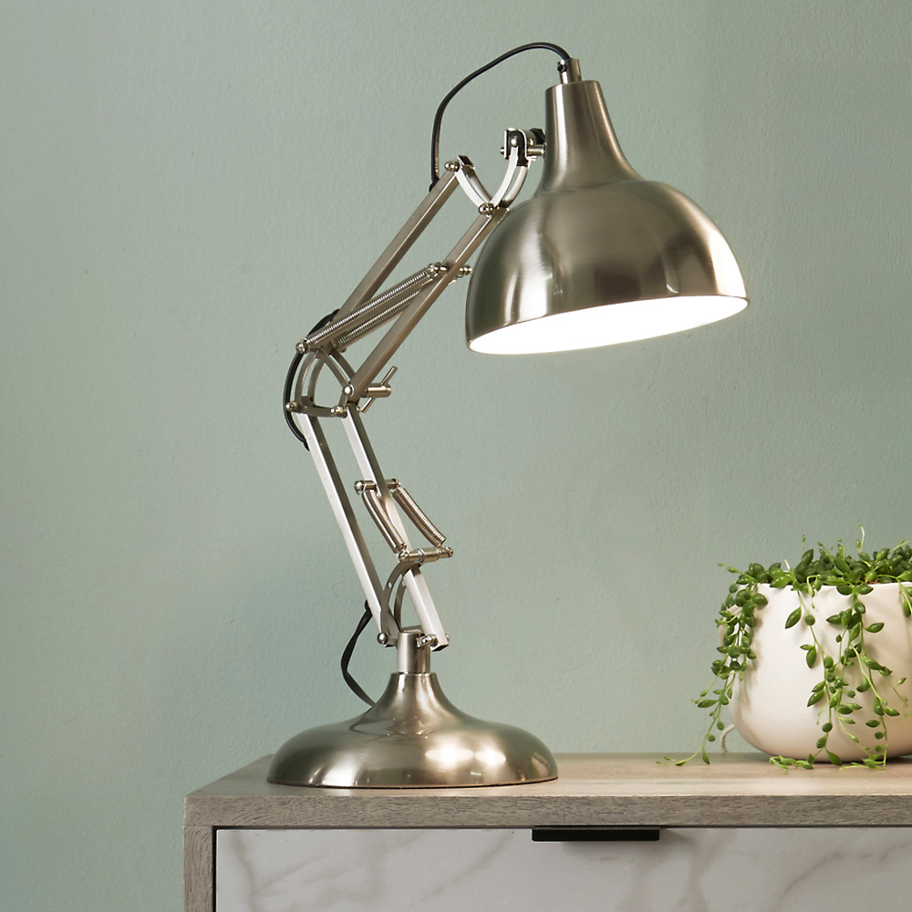 Pacific Lifestyle Alonzo Brushed Chrome Metal Angled Table Lamp Image 2