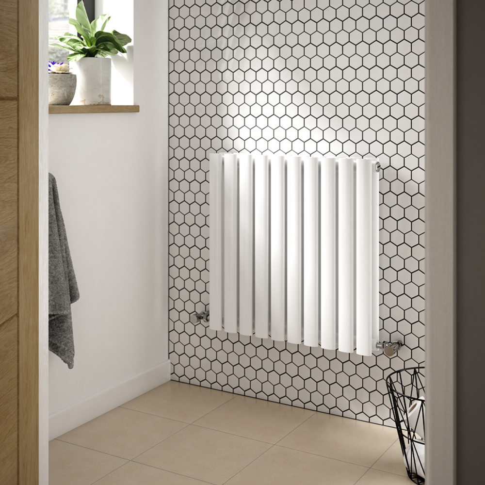 nuie Revive High Gloss White Horizontal Double Panel Radiator 600 x 586mm Image 2