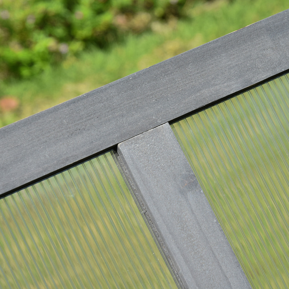 Outsunny Grey Wooden Polycarbonate 3.2 x 2.1ft Cold Frame with Top Cover Image 3
