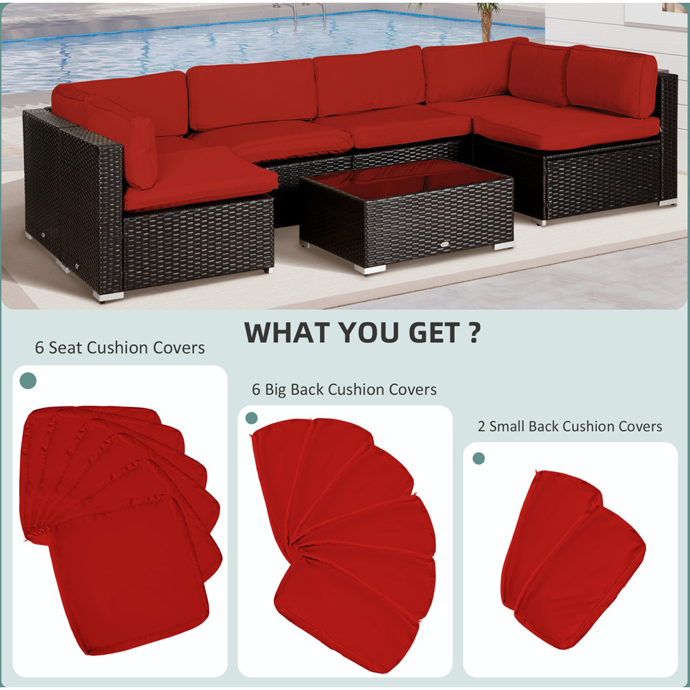 Outsunny 6 Seater Red Garden Sofa Set Cover 14 Pack Image 7