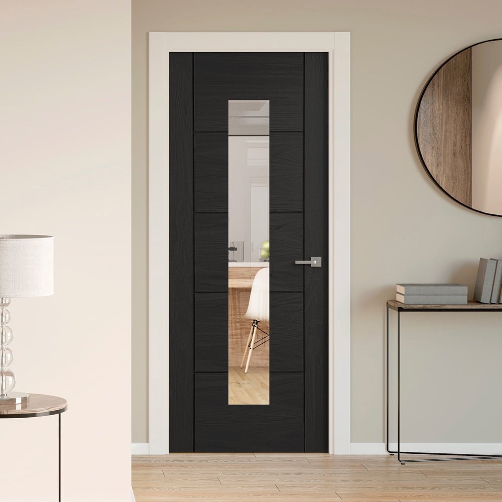 Parma Black Oak Fully Finished 1 Light Clear Glass Internal Door 1981 x 762 x 35mm Image 2