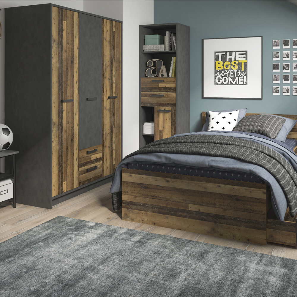 Florence Brooklyn 3 Door 2 Drawer Walnut and Dark Matera Grey Wardrobe Image 4