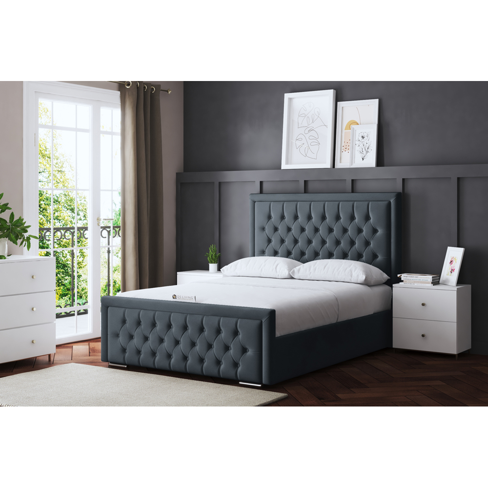 DS Living Allegra Super King Steel Upholstered Ottoman Bed with Headboard Image 6