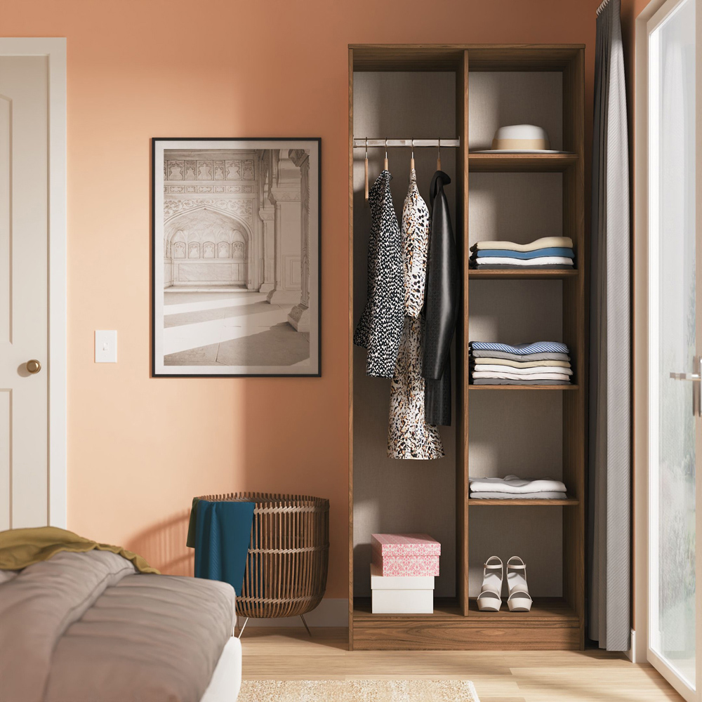 Crowndale Hong Kong 5 Shelf Carini Walnut Tall Open Wardrobe Ready Assembled Image 6