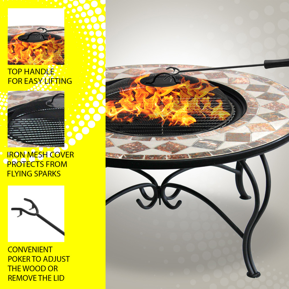 Centurion Supports Fireology Kennocha Cream and Pale Brown 4 in 1 Fire Pit Image 7