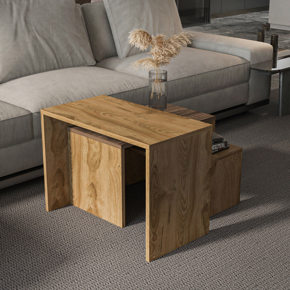 Decorotika Ephesus Black Marble Effect Nest of Tables Set of 3 Image 4