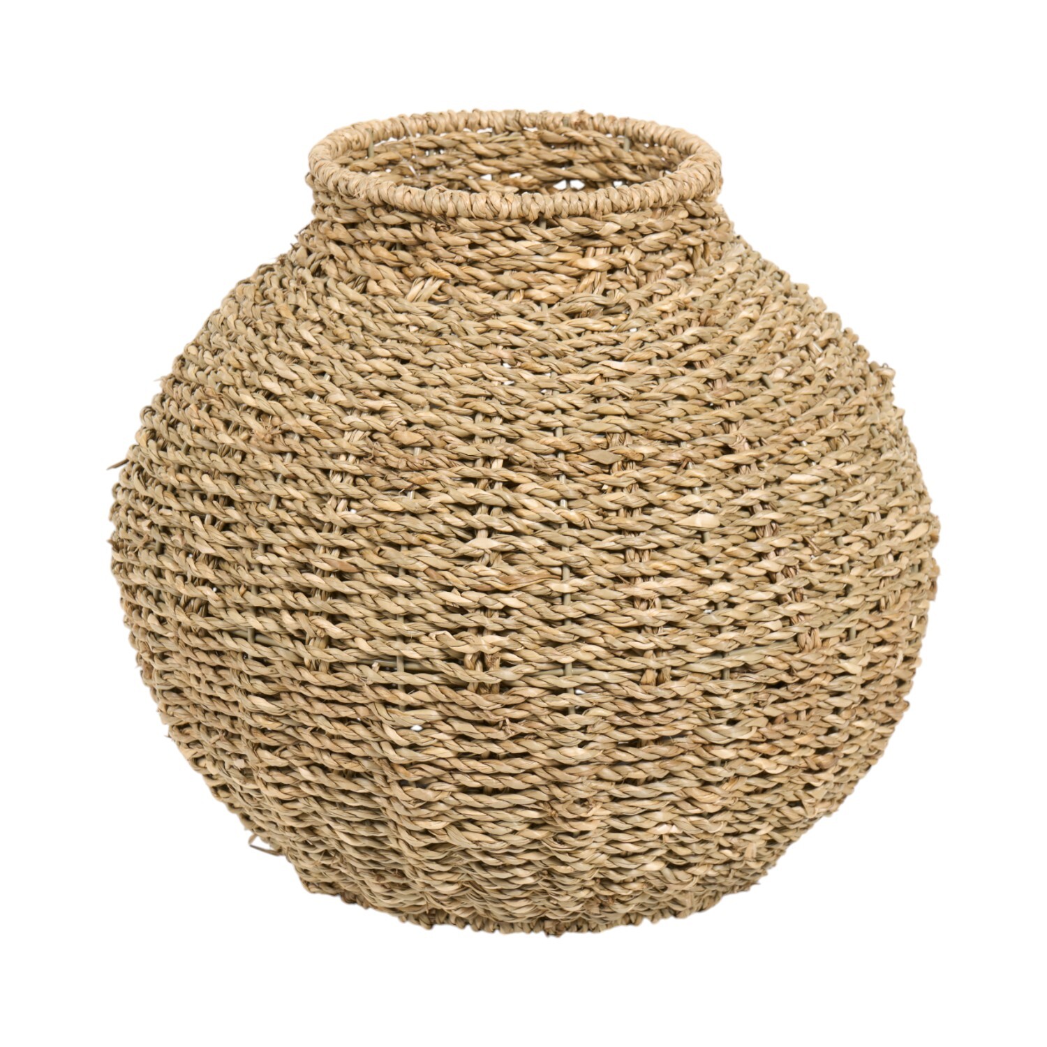 Round Seagrass Vase Natural Image 3