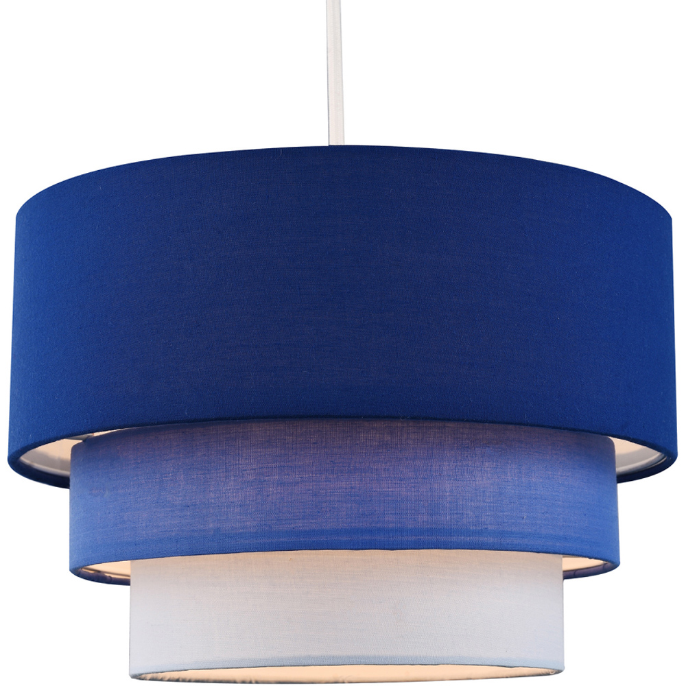 Happy Homewares 3 Tier Round Midnight Blue Cotton Fabric Pendant Shade Image 2
