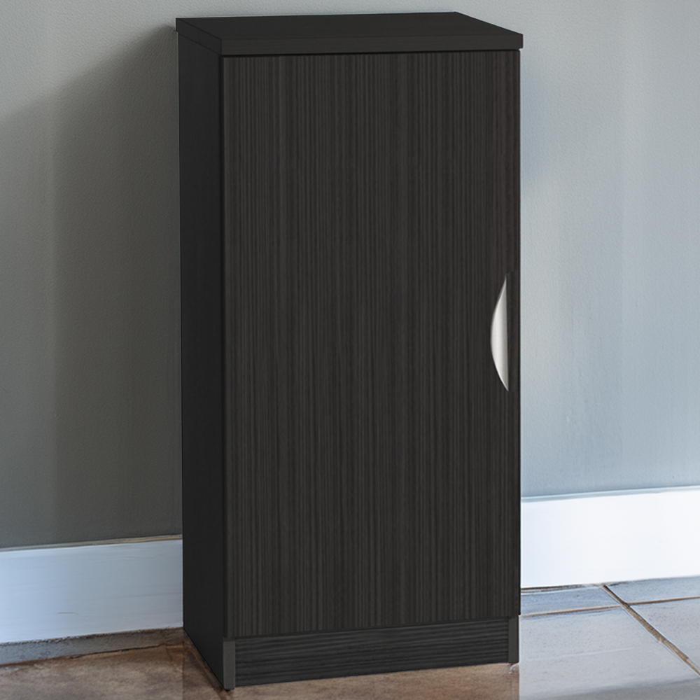 R White Cabinets Single Door Black Havana Mid Height Cupboard Image 1