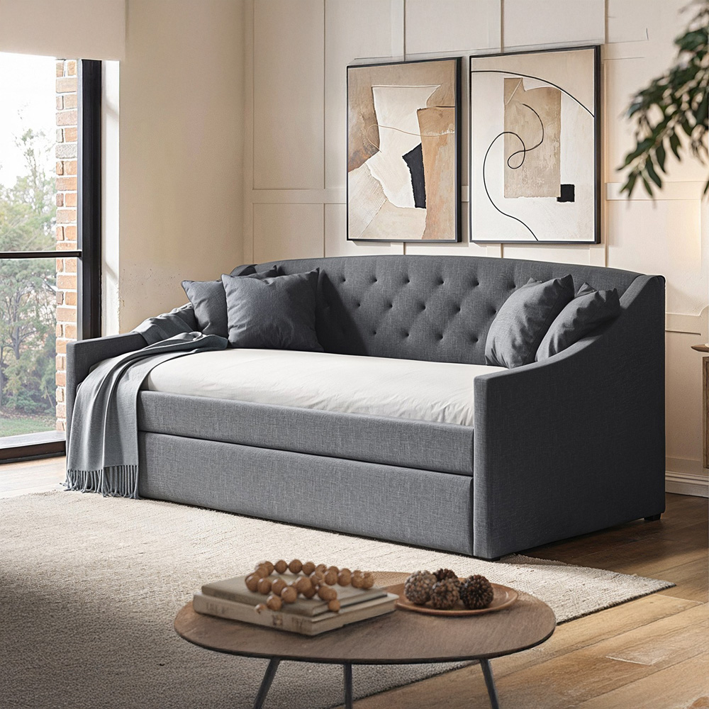 Flair Aurora Grey Fabric Daybed with Trundle Image 6