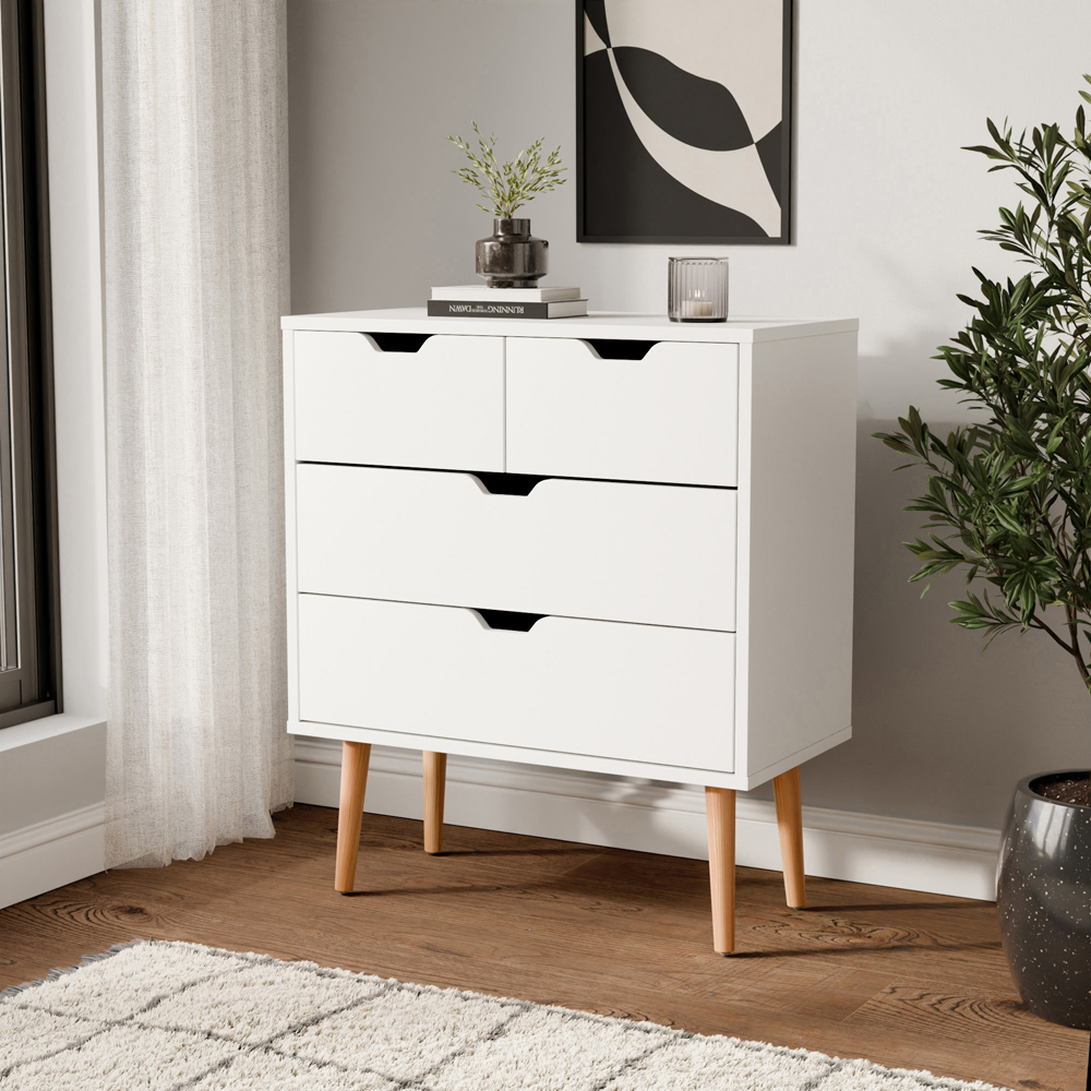 GFW Nyborg 4 Drawer White Chest of Drawers Image 8
