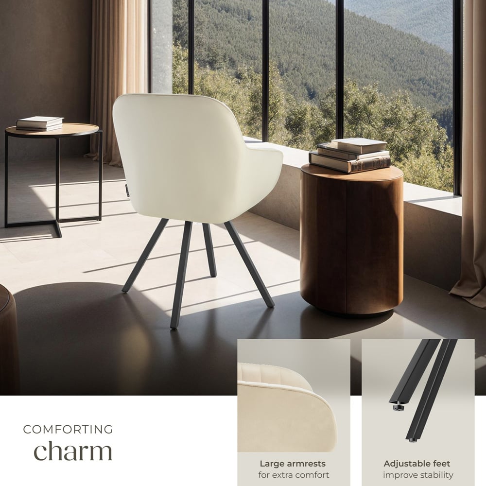 tectake Set of 6 Cream Velvet Lounge Armchair Image 4