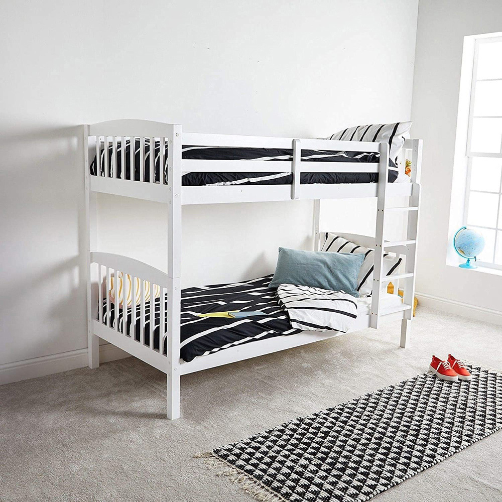 Portland White Wooden Bunk Bed with 2 Mattress Image 5