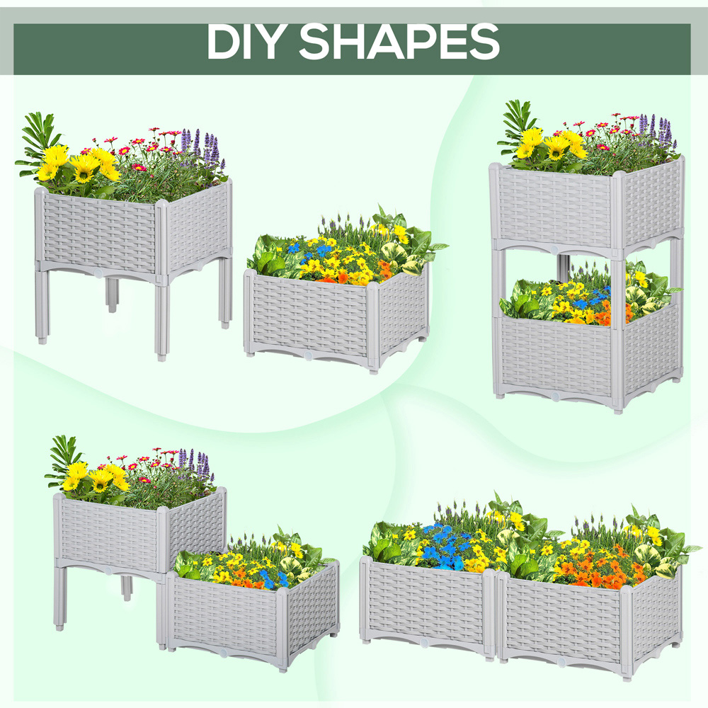 Outsunny Grey Raised Garden Bed Planter 2 Pack Image 5