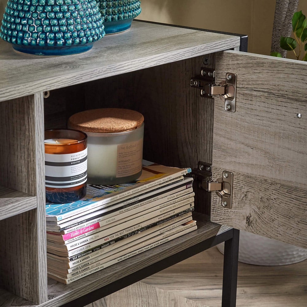 Home Source Oakmere 2 Door 2 Shelf Grey TV Unit Image 5