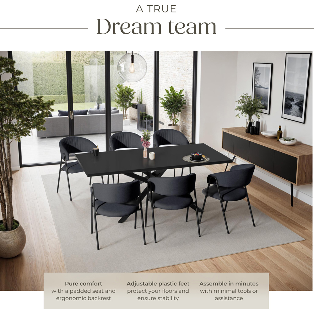 tectake Bedano Set of 6 Black Dining Chair Image 5