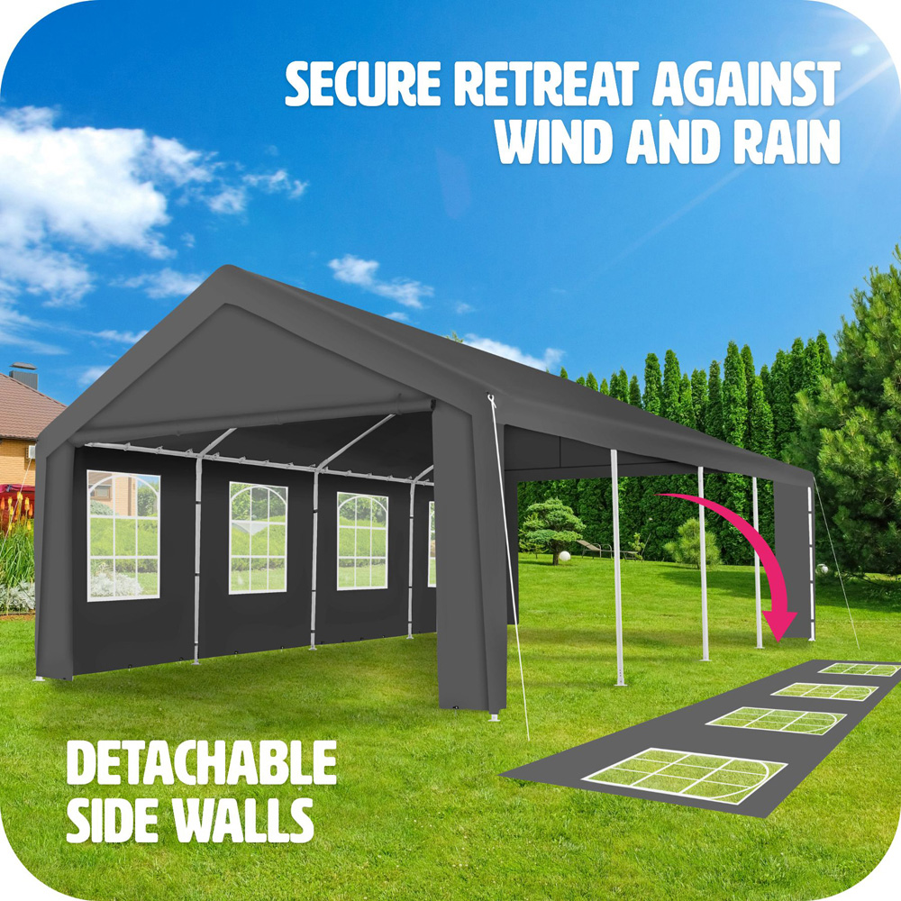 tectake Mammut 8 x 4m Grey Weather and UV Resistant Panel Gazebo Image 4