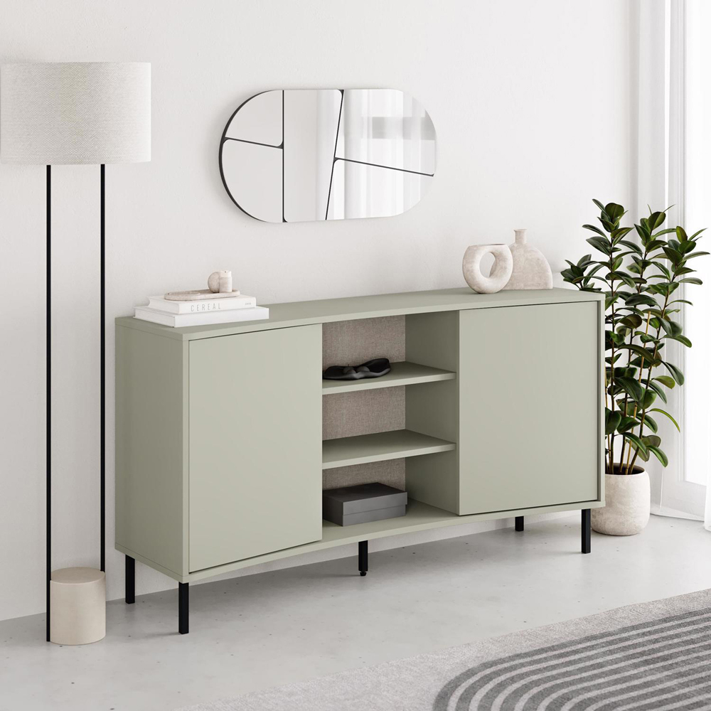 FWStyle Frem 2 Door Ash Green Curved Sideboard Image 6