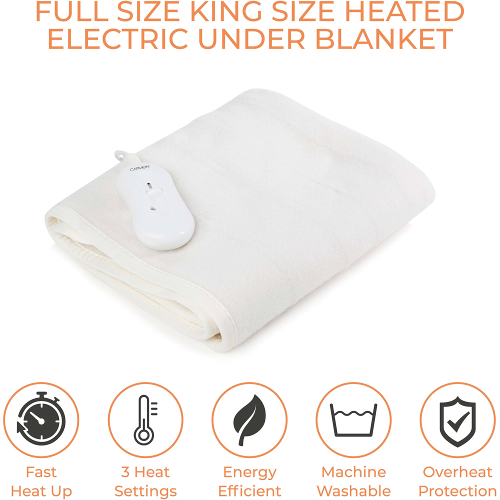 Carmen King Size White Heated Electric Under Blanket Image 3