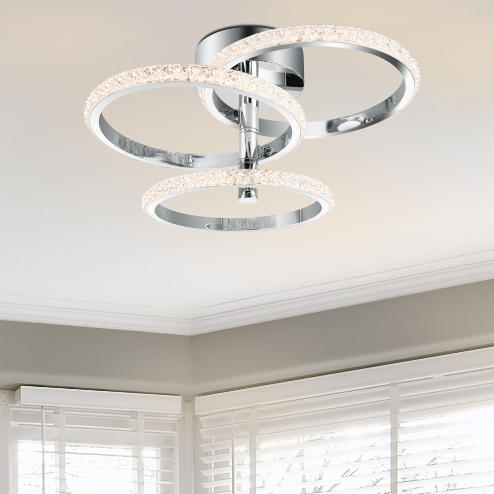 Cosylyte Cowen 3 Ring Chrome Beaded LED Ceiling Light Image 2