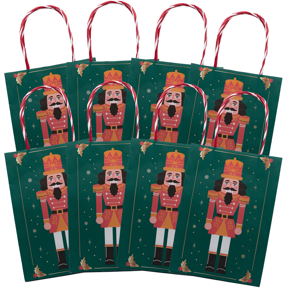 Pack of 8 Nutcracker Party Bags Green Image 2