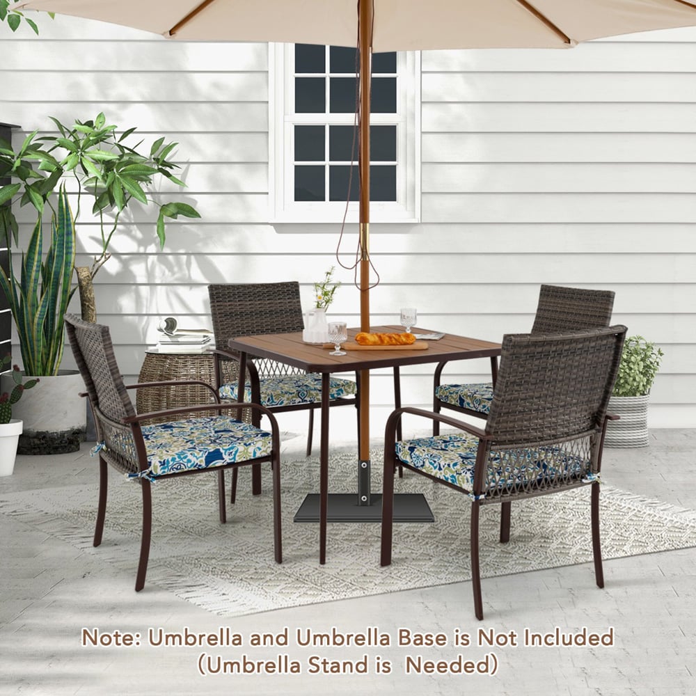 Costway 4 Seater Brown Patio Dining Table Set Image 7