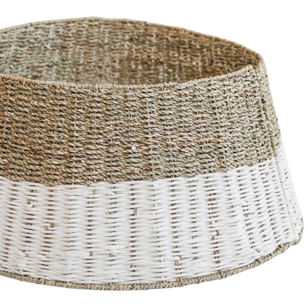 Ivyline Wicker White Foldable Round Christmas Tree Skirt 60cm Image 3