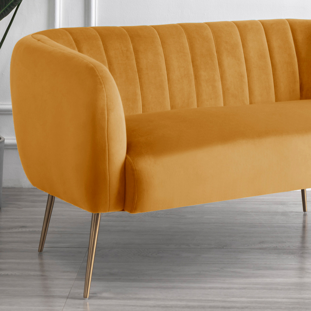 Matilda 2 Seater Yellow Velvet Sofa Image 2