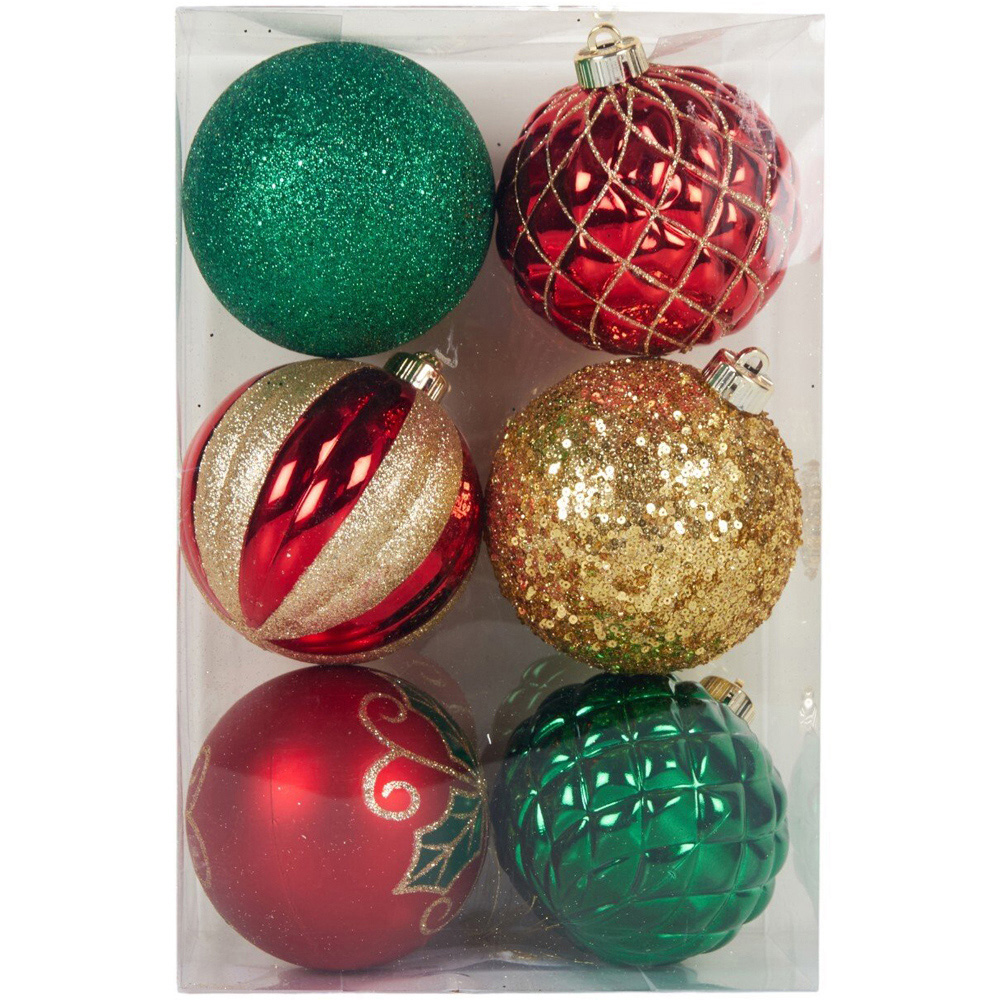 Pack of 6 Sleigh Bells Ring Baubles Red Image 1