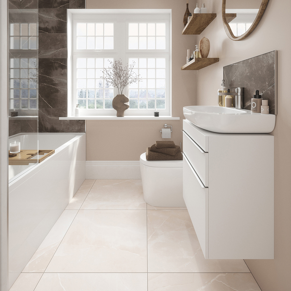 Johnson Tiles Melford Marble Dark Brown Rectified Wall Tile Sample 600 x 300mm Image 5