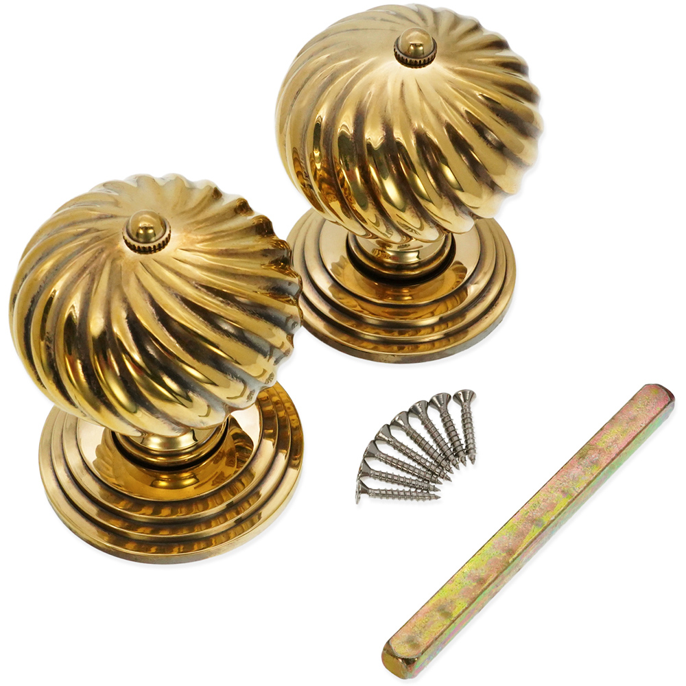 Spira Brass Aged Brass Burcot Mortice Door Knob 2 Pack Image 4