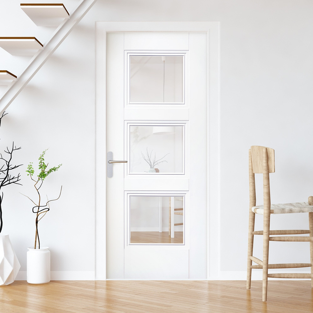 Elegance Ripley White Primed 3 Light Clear Glass Internal Door 1981 x 686 x 35mm Image 2