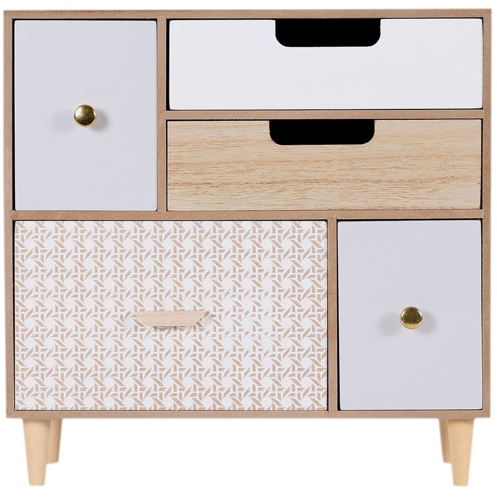 Nordic 5 Drawer Brown Storage Cabinet Image 2