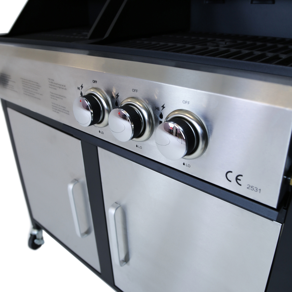 Charles Bentley 2+1 Dual Fuel BBQ Stainless Steel Image 4