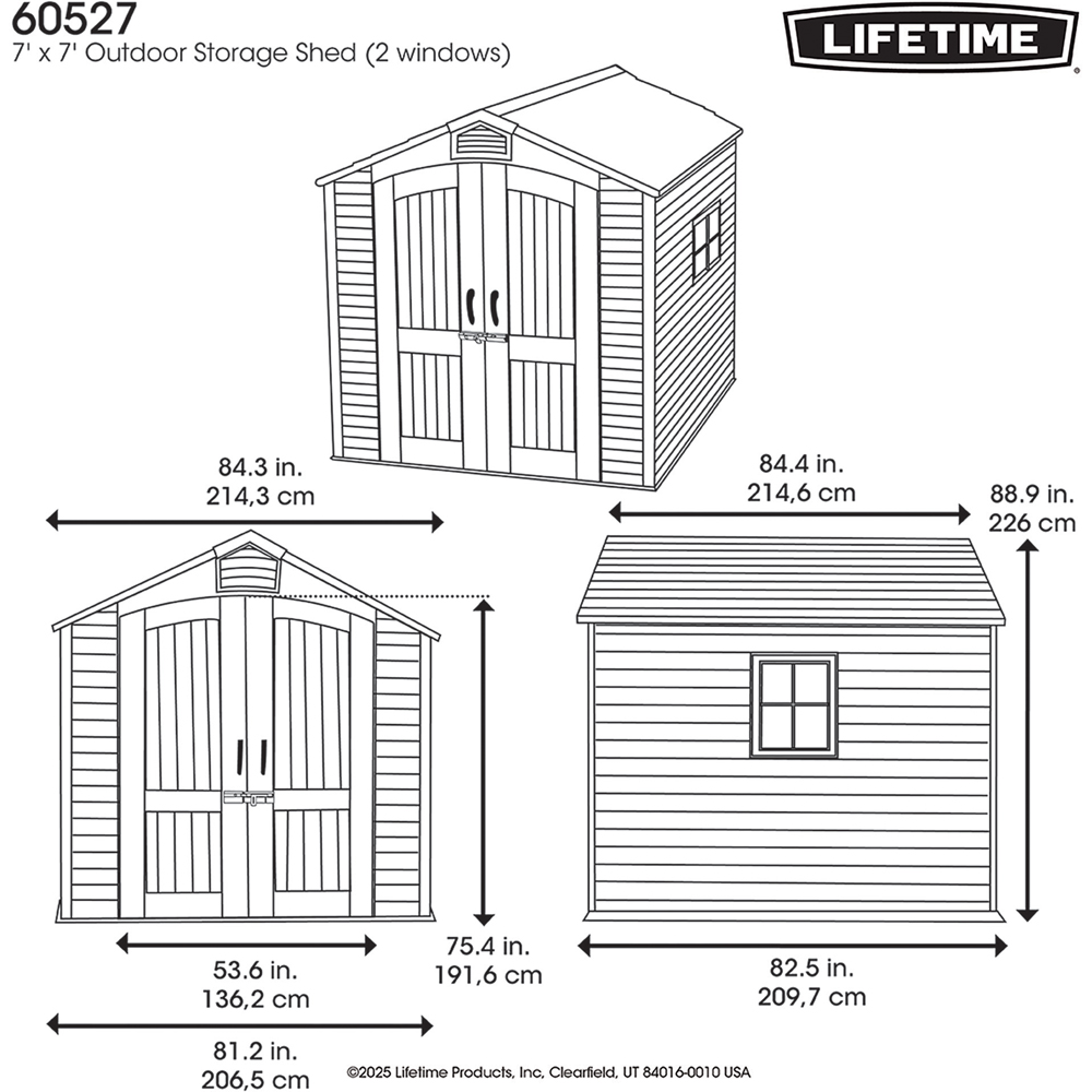 Lifetime Products 7 x 7ft Grey Apex Garden Storage Shed Image 9