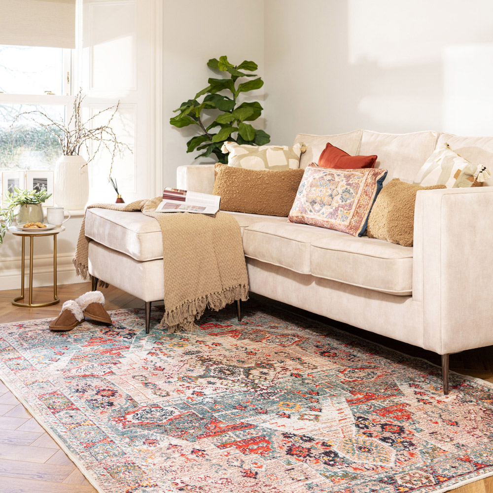 Kukoon Distressed Vintage Washable Beige Grey Rug 120 x 170cm Image 2